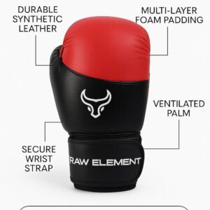RAW ELEMENT Boxing Gloves for Men & Women | Multi-Layer Padded Gloves with Thumb Protection - Image 15