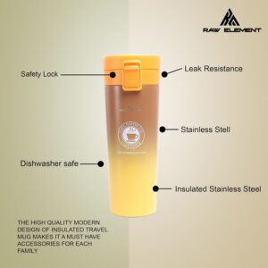 RAW ELEMENT 380ml Ceramic-Coated Insulated Coffee Travel Mug | Leak-Proof Vacuum Stainless Steel Cup with Safety Lock Lid | BPA-Free, Dishwasher Safe, Thermal Tumbler for Hot & Cold Beverages - Image 20