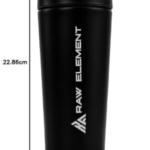 Raw Element Stainless Steel Shaker Bottle for Gym (750ml, Black) – Leakproof, BPA-Free, Protein, Pre-Workout, BCAA & Water Mixer with Wire Ball – Durable, Eco-Friendly, Easy Clean, Flip Cap - Image 3