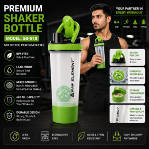 Raw Element Shaker Bottle with Storage Compartment | Leak-Proof, BPA-Free, Non-Slip Grip | 850ml Protein Mixer for Smoothies, Pre Workout & More | Portable & Anti-Sediment Design - Image 8