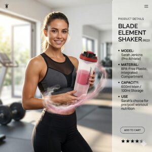 Raw Element Shaker Bottle with Storage Compartment | Leak-Proof, BPA-Free, Non-Slip Grip | 850ml Protein Mixer for Smoothies, Pre Workout & More | Portable & Anti-Sediment Design - Image 4