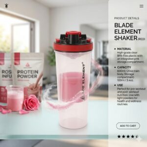 Raw Element Shaker Bottle with Storage Compartment | Leak-Proof, BPA-Free, Non-Slip Grip | 850ml Protein Mixer for Smoothies, Pre Workout & More | Portable & Anti-Sediment Design - Image 6