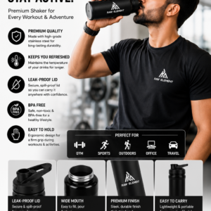 Double Walled Stainless Steel Hot and Cold Water Bottle for Home, Travel, School & College (Black) - Image 3
