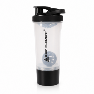 Raw Element Shaker Bottle with Storage Compartment | Leak-Proof, BPA-Free, Non-Slip Grip | 850ml Protein Mixer for Smoothies, Pre Workout & More | Portable & Anti-Sediment Design - Image 3