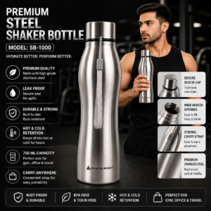 Stainless Steel Water Bottle 1000 ml for fridge | Outdoor | Gym | Home | Durable & Rust Proof - Image 3