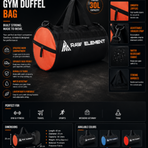Raw Element Compact Orange Black Gym Bag - Image 2