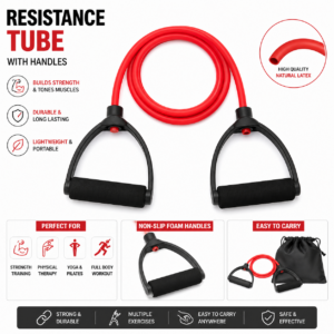 Raw Element Double Resistance Latex Exercise Band – Heavy-Duty Pull Rope for Stretching, Home Gym, Strength Training – Tube Exerciser with Foam Grip - Image 4