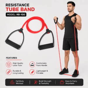 Raw Element Double Resistance Latex Exercise Band – Heavy-Duty Pull Rope for Stretching, Home Gym, Strength Training – Tube Exerciser with Foam Grip - Image 3