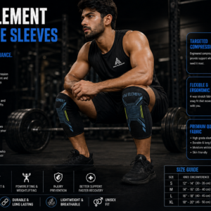 Raw Element Compression Knee Sleeves for Men & Women – Pair of Knee Supports for Gym, Sports, Weightlifting, Running, Joint Pain Relief & Injury Recovery – Breathable & Stretchable Fabric - Image 3