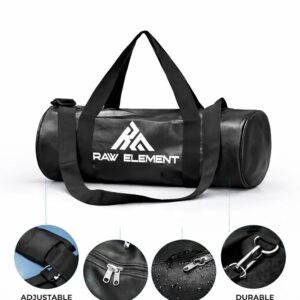 Gym Combo Set – Premium Duffle Bag + Shaker Bottle + Wrist Wraps | Waterproof PU Leather Gym Bag for Men & Women | Fitness Travel Sports Kit (Black/Brown) (Black) - Image 4