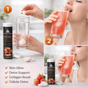 Bioactive Glutathione+ Effervescent Tablets for Radiant Skin High-Strength L-Glutathione | Vitamin C | Antioxidant Detox Formula | Skin Glow & Anti-Pigmentation | Strawberry Flavour | 15 Tablets (1, 15) - Image 4