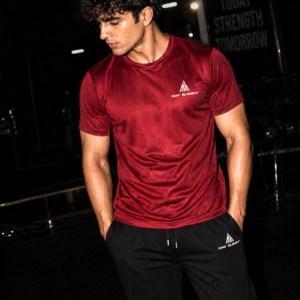Raw Element Performance Dry-Fit T-Shirt – Men’s Gym & Activewear (Maroon) - Image 4