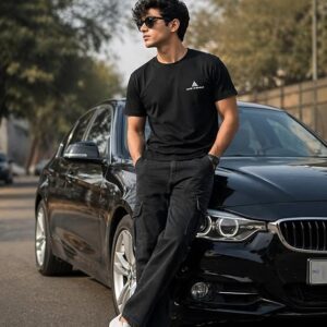 Men’s Black Dot Knit T-Shirt Regular Fit | Breathable & Lightweight Casual Wear - Image 3
