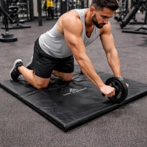 Premium Black Gym Exercise Mat for Workout & Yoga | Anti-Slip, Sweat-Resistant Mat for Home Gym, Fitness, Stretching & Training - Image 4