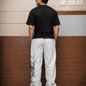 Men’s Oversized Black T-Shirt & Printed Grey Jogger Set | Casual Streetwear Combo for Men - Image 4