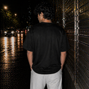 Men’s Solid Black T-Shirt | Premium Cotton Blend | Regular Fit Casual Tee | Minimal Logo Design - Image 5