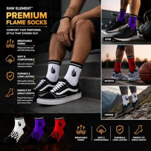 Premium Flame Ankle Socks for Men & Women | Pack of 3 | Cotton Sports & Casual Socks | Breathable Stretchable Crew Length Socks - Image 3