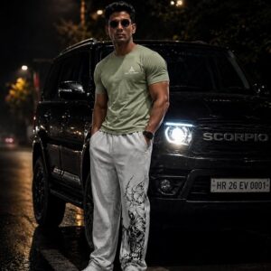 Men Gym Wear Combo Set | Dry Fit Round Neck T-Shirt & Printed Track Pant | Breathable Activewear Co-ord Set for Workout, Running & Casual Wear - Image 3